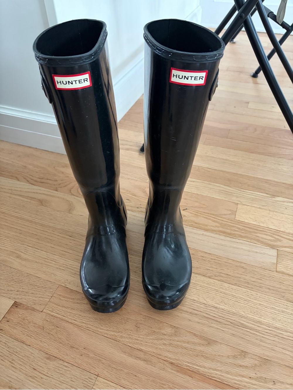 Hunter Black Gloss Tall Rain Boots